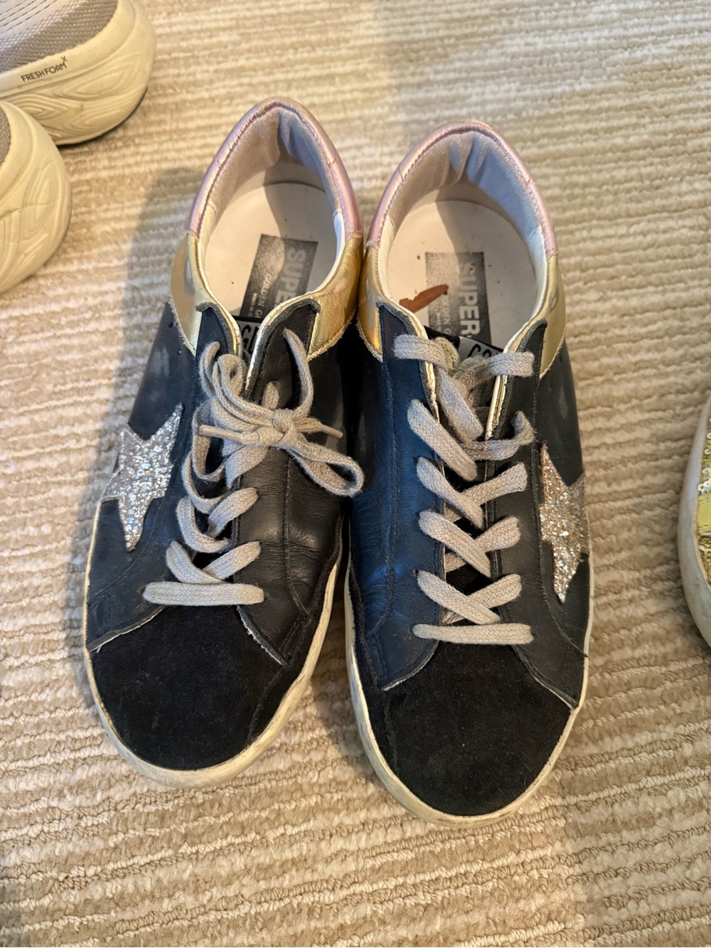 Black golden goose superstar Sneakers with Gold Accent